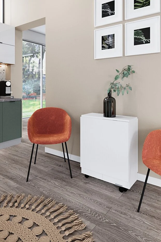 Ultra Flamingo Pratik Katlanır - Açılır Kapanır Raflı Mutfak Yemek Çalışma Masası